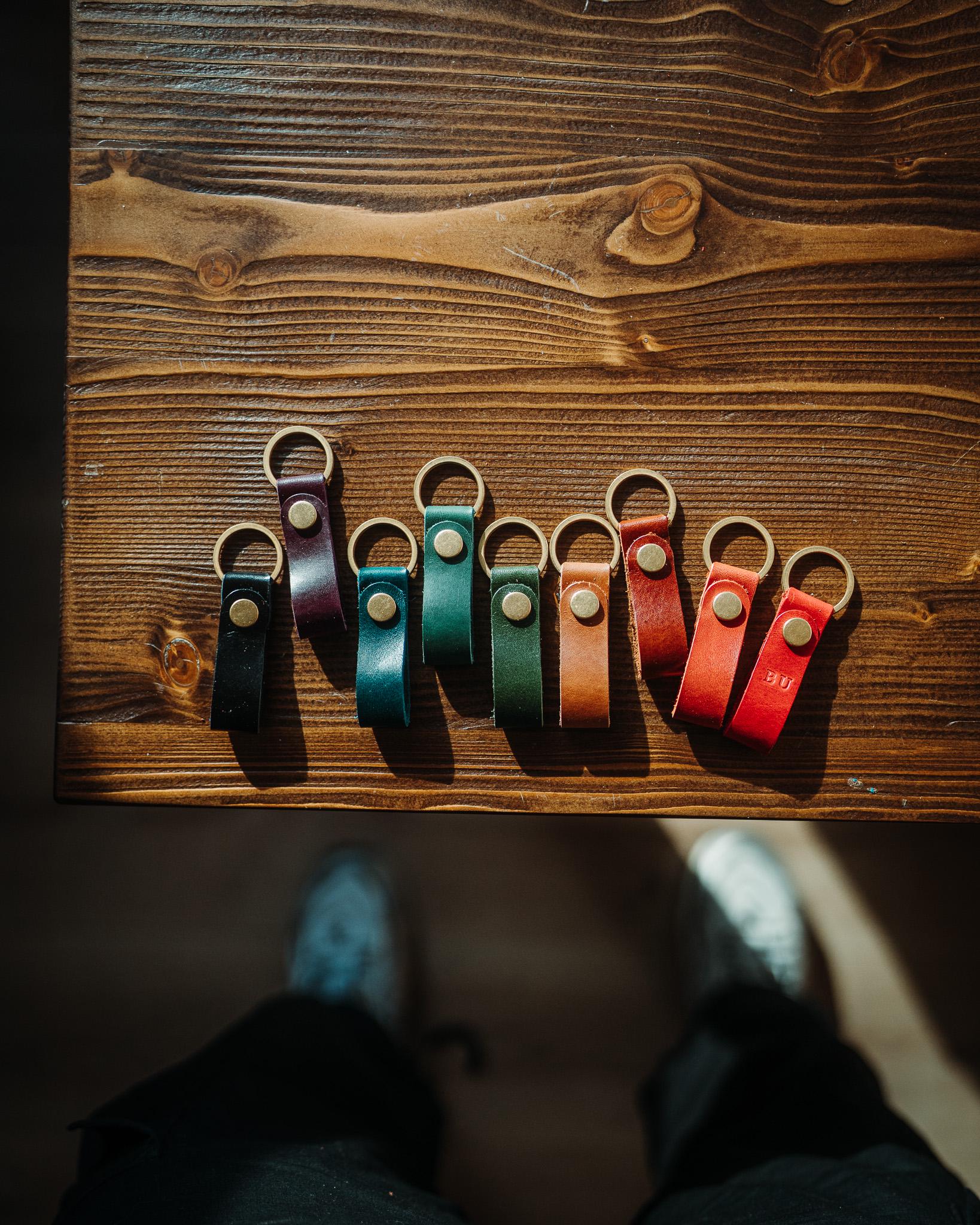 Handmade Leather Keychain - Full Grain Glossy Leather