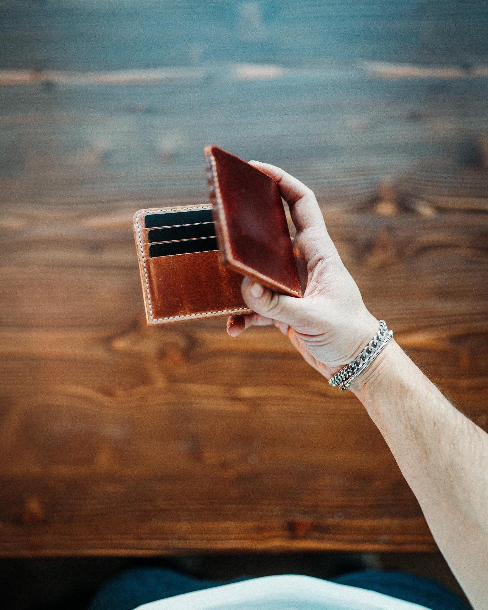 Handmade Full Grain Bifold Leather Wallet for Euro Bills