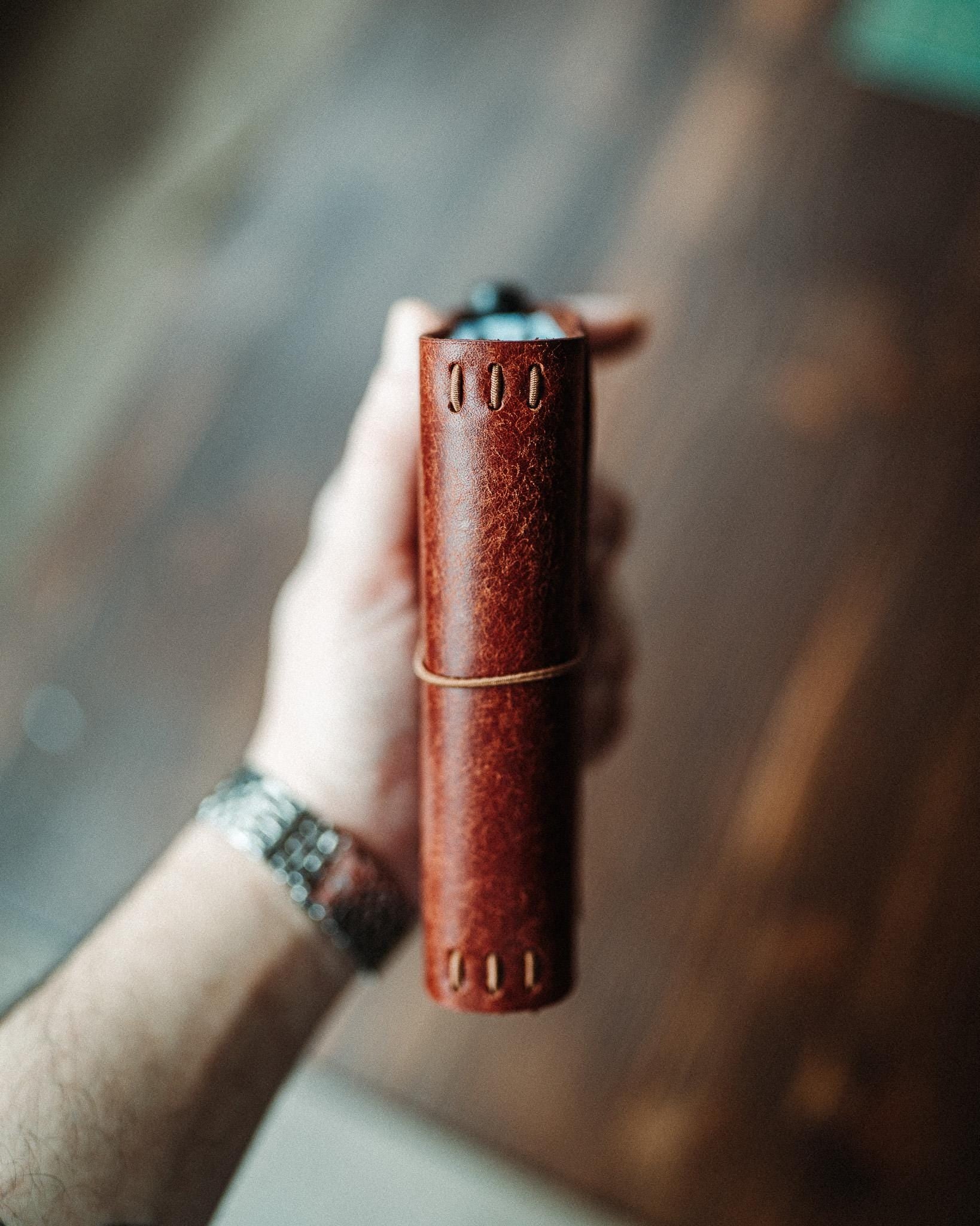 Handmade Pueblo Leather Notebook Cover – Triple Capacity & Pen Loop