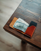 Minimalist Cash Wallet - Handmade Card Holder with Gloss Leather