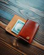 Minimalist Cash Wallet - Handmade Card Holder with Gloss Leather