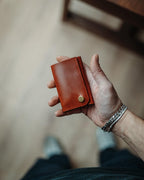 Minimalist Cash Wallet - Handmade Card Holder with Gloss Leather