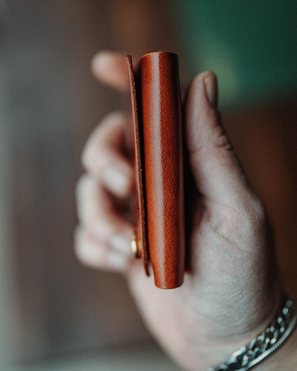 Minimalist Cash Wallet - Handmade Card Holder with Gloss Leather