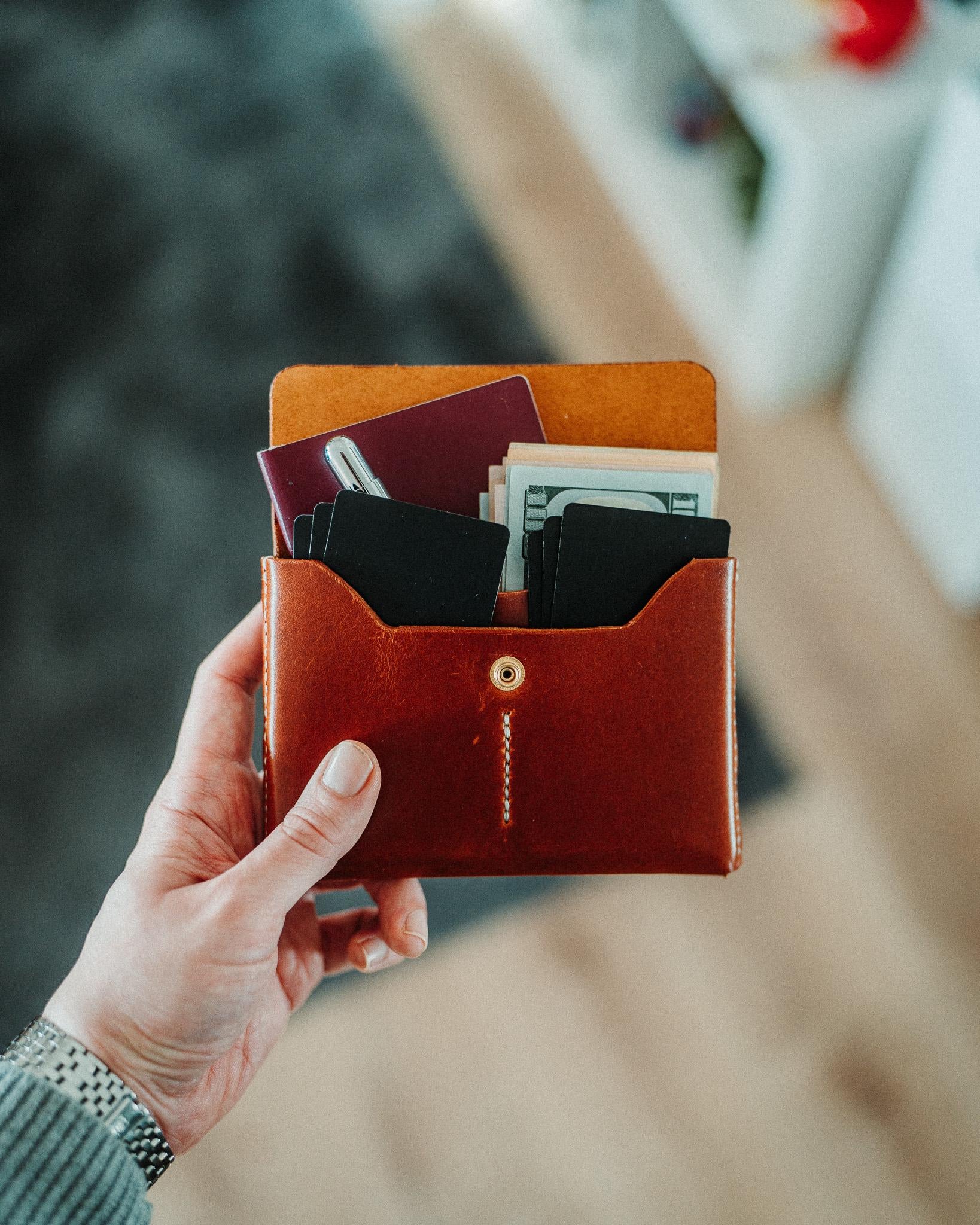 Leather Passport Wallet with Field Notes Holder – Handmade Minimalist Travel Organizer