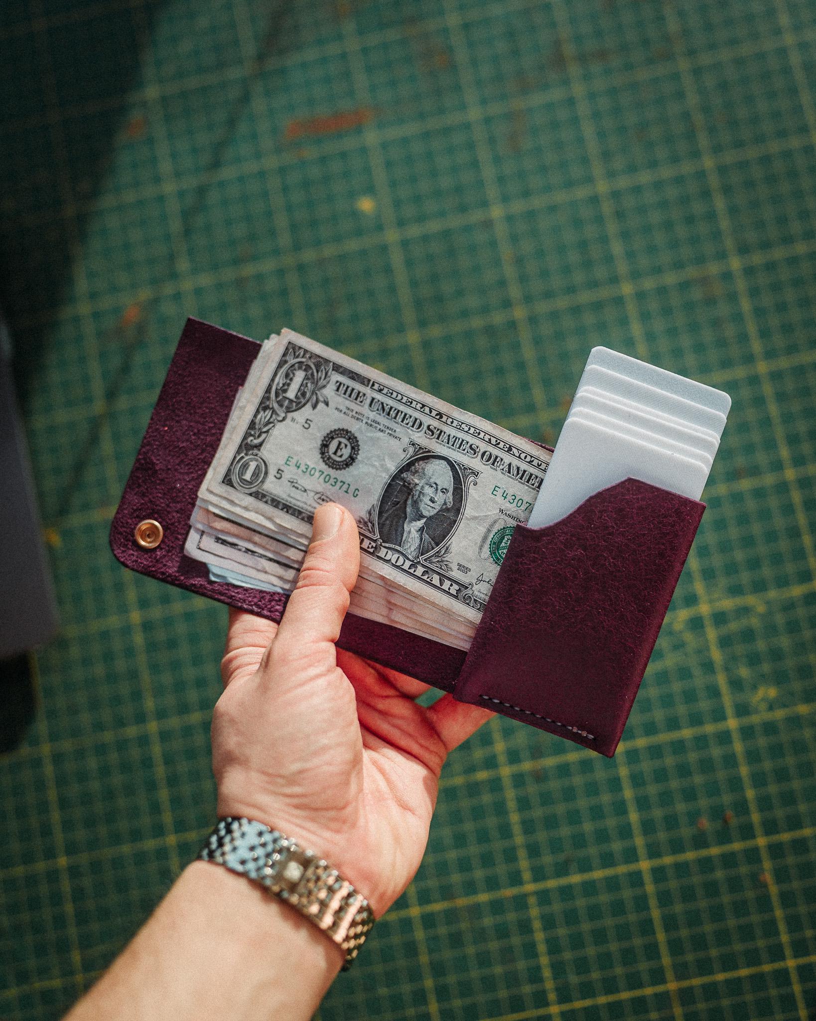Full Grain Pueblo Leather Cash Wallet, Slim Minimalist Card Holder