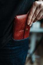 Full Grain Pueblo Leather Passport Wallet, Secure Travel Card Organizer