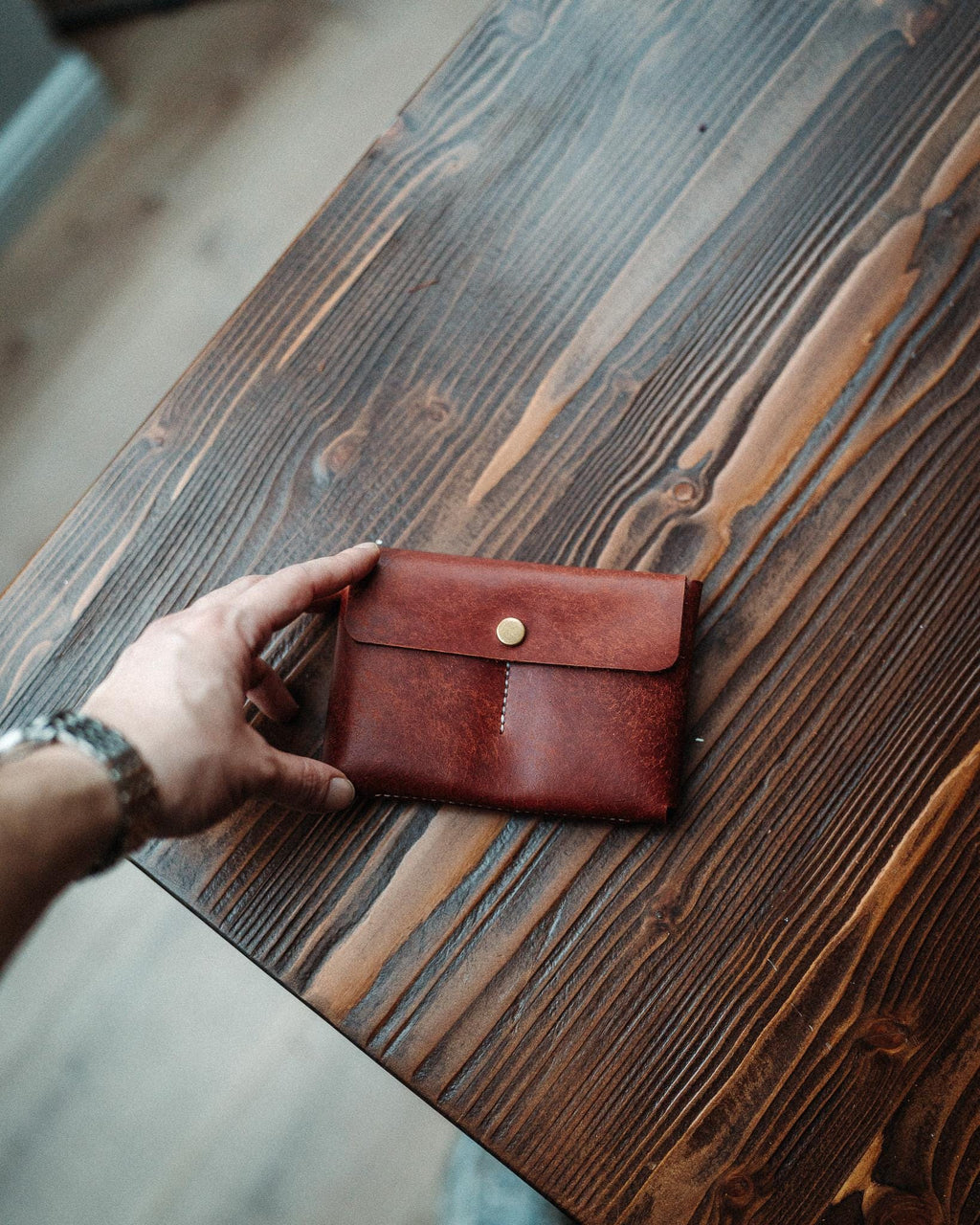 Full Grain Pueblo Leather Passport Wallet, Secure Travel Card Organizer