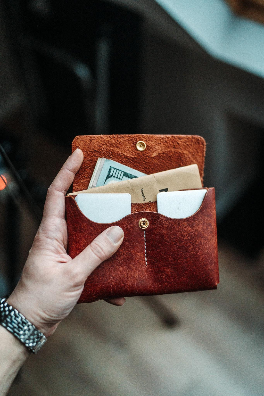 Full Grain Pueblo Leather Passport Wallet, Secure Travel Card Organizer