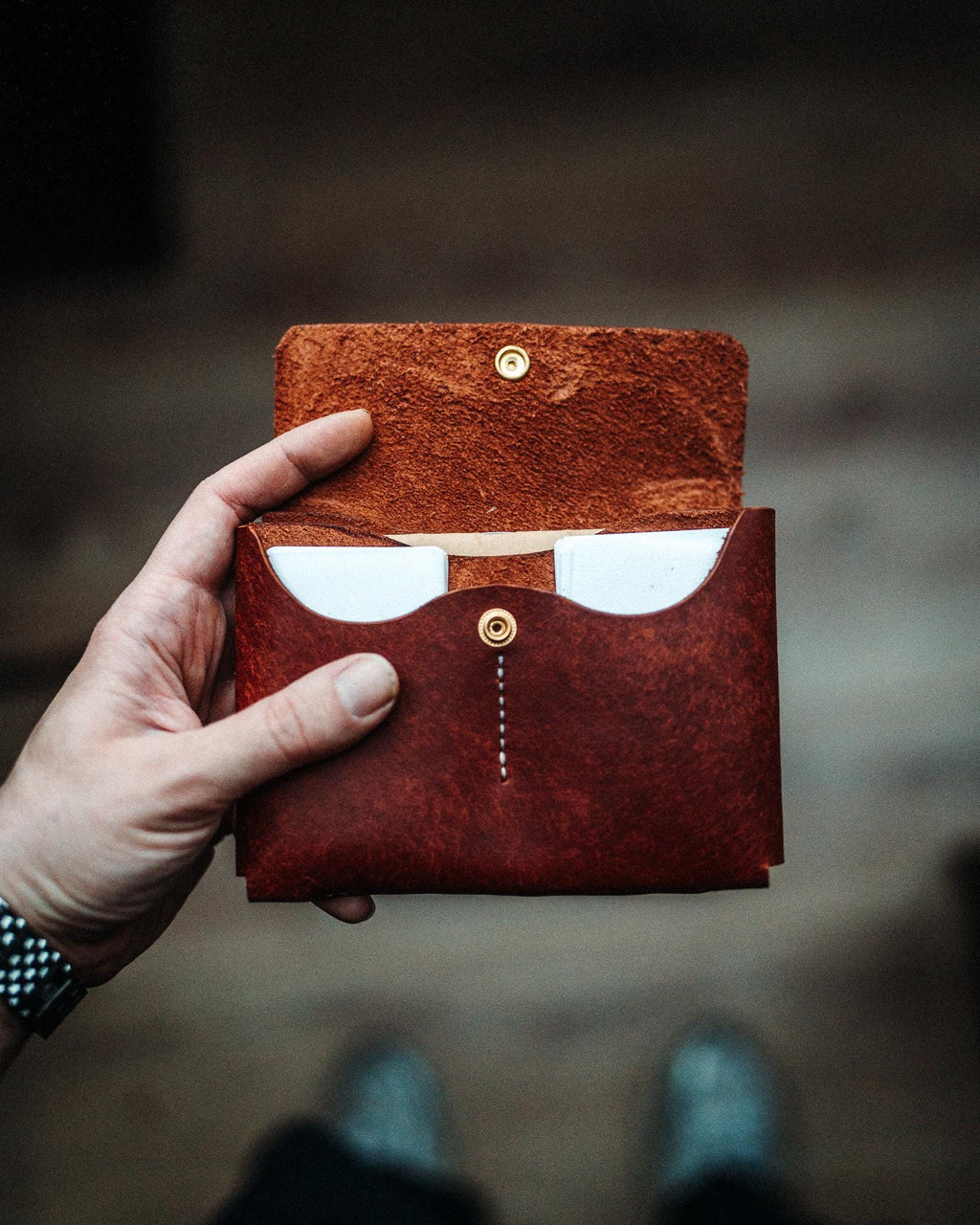 Full Grain Pueblo Leather Passport Wallet, Secure Travel Card Organizer