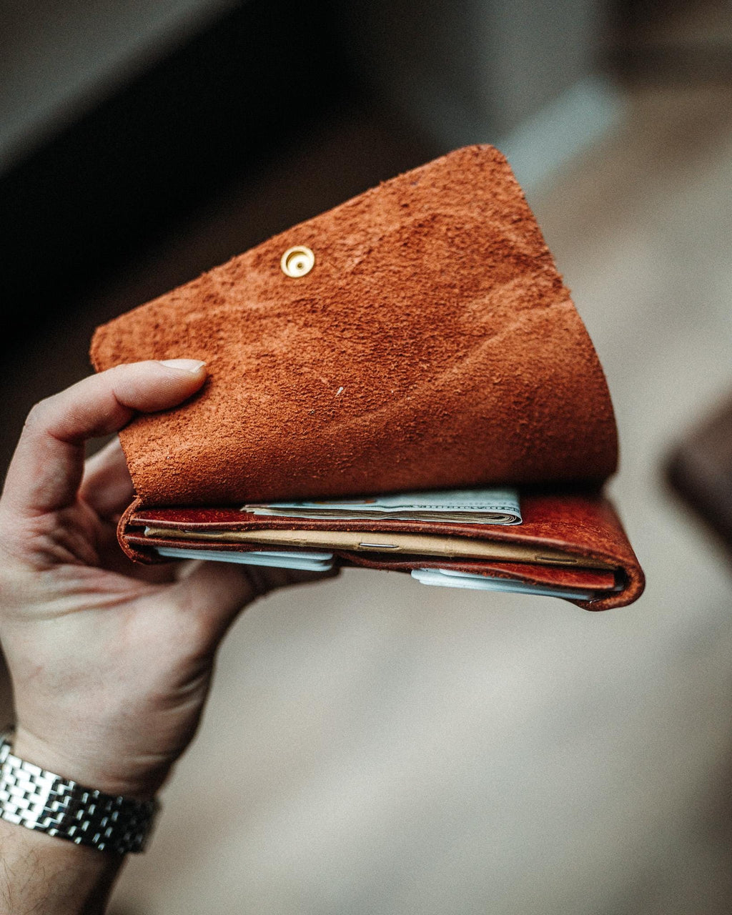 Full Grain Pueblo Leather Passport Wallet, Secure Travel Card Organizer