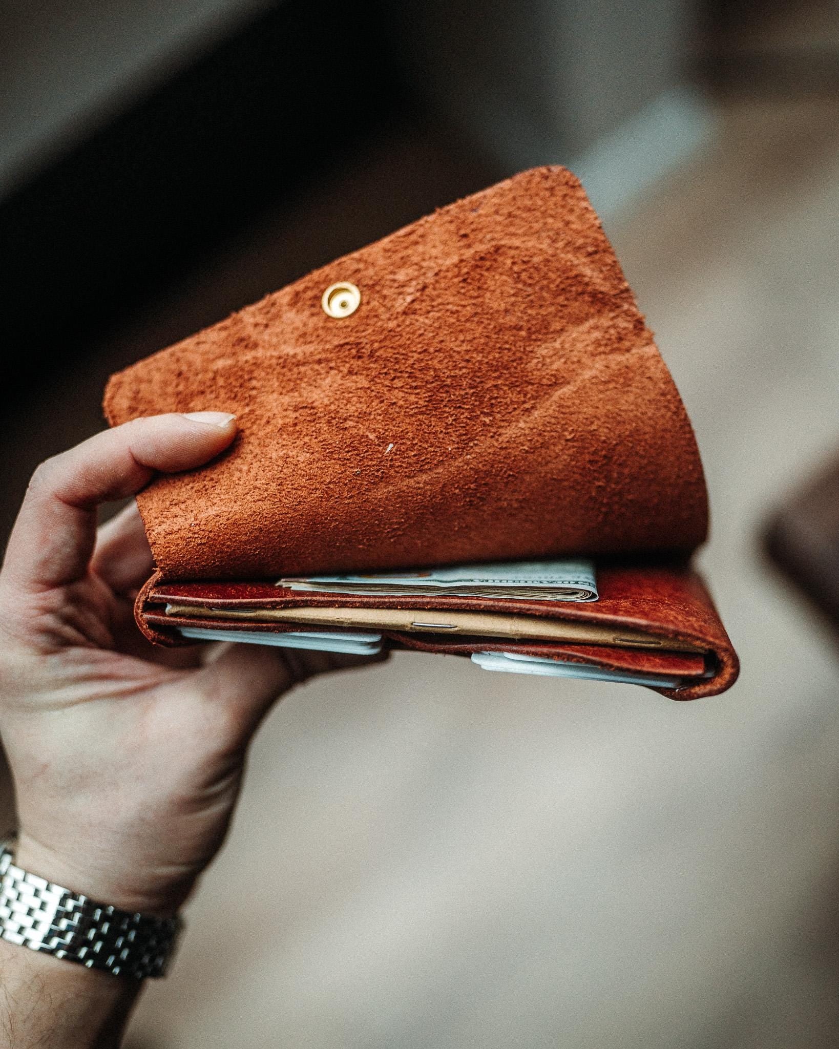 Full Grain Pueblo Leather Passport Wallet, Secure Travel Card Organizer