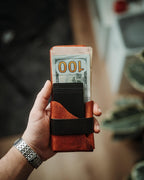 Custom Color Leather Wallet, Stitchless Handmade Minimalist Card Holder, Full Grain Two Tone Gift