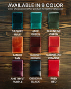 Handmade Glossy Full Grain Leather Wallet, Luxurious Minimalist Card Holder, Custom Color Stitchless Gift
