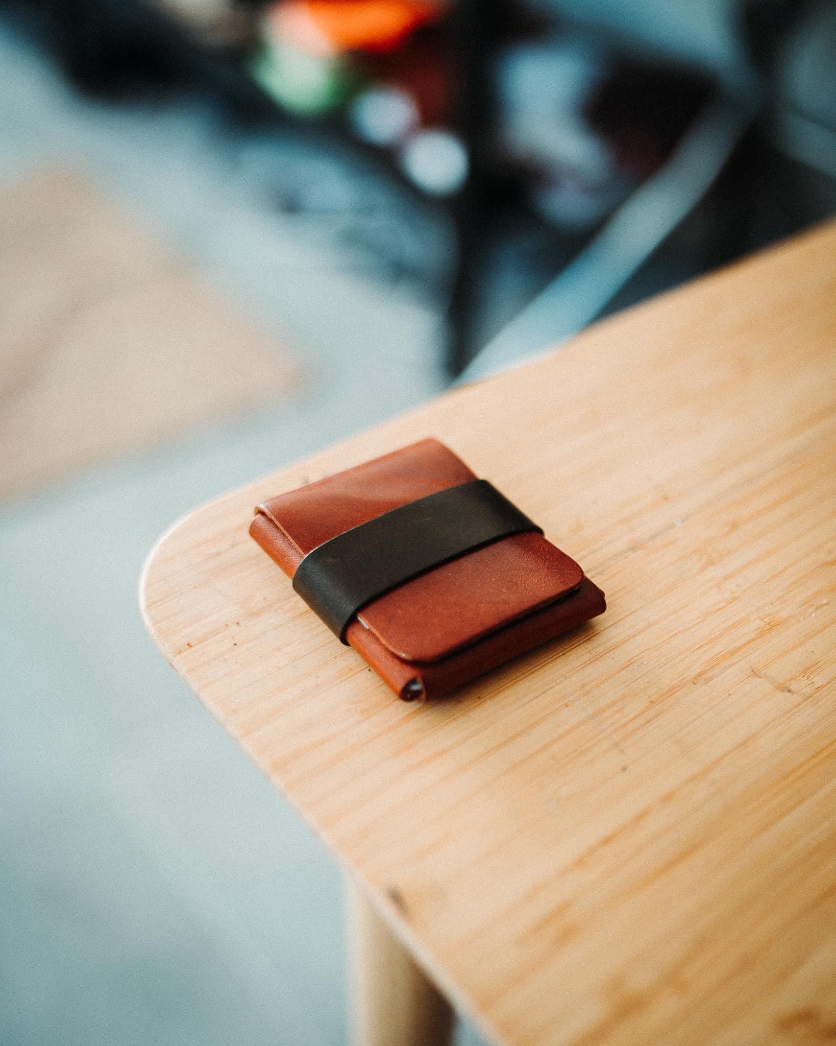 Handmade Glossy Full Grain Leather Wallet, Luxurious Minimalist Card Holder, Custom Color Stitchless Gift