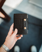 Field Notes Cover, Full Grain Crocodile Leather Notebook Sleeve