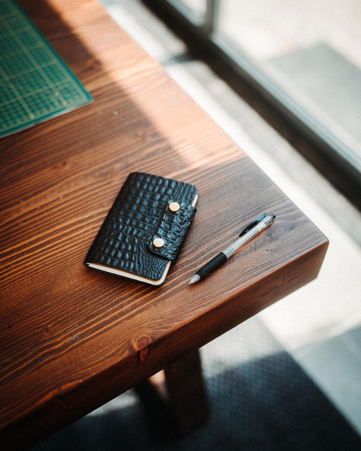 Field Notes Cover, Full Grain Crocodile Leather Notebook Sleeve