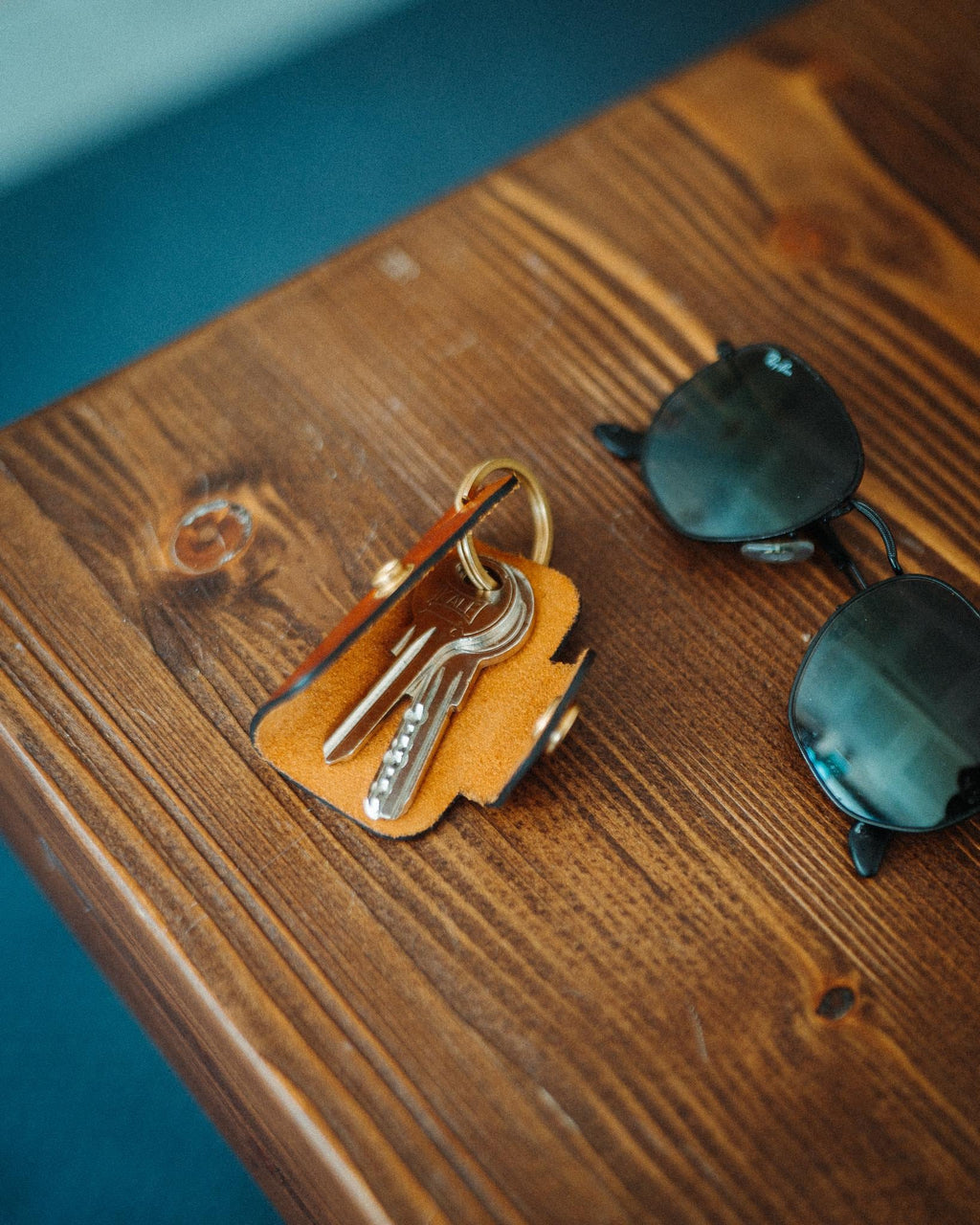 Leather Key Organizer, Handmade Full Grain Keychain, Brass Snap