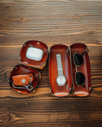 Modular Leather Valet Tray Set, Handmade Full Grain Catchall, EDC Watch Organizer