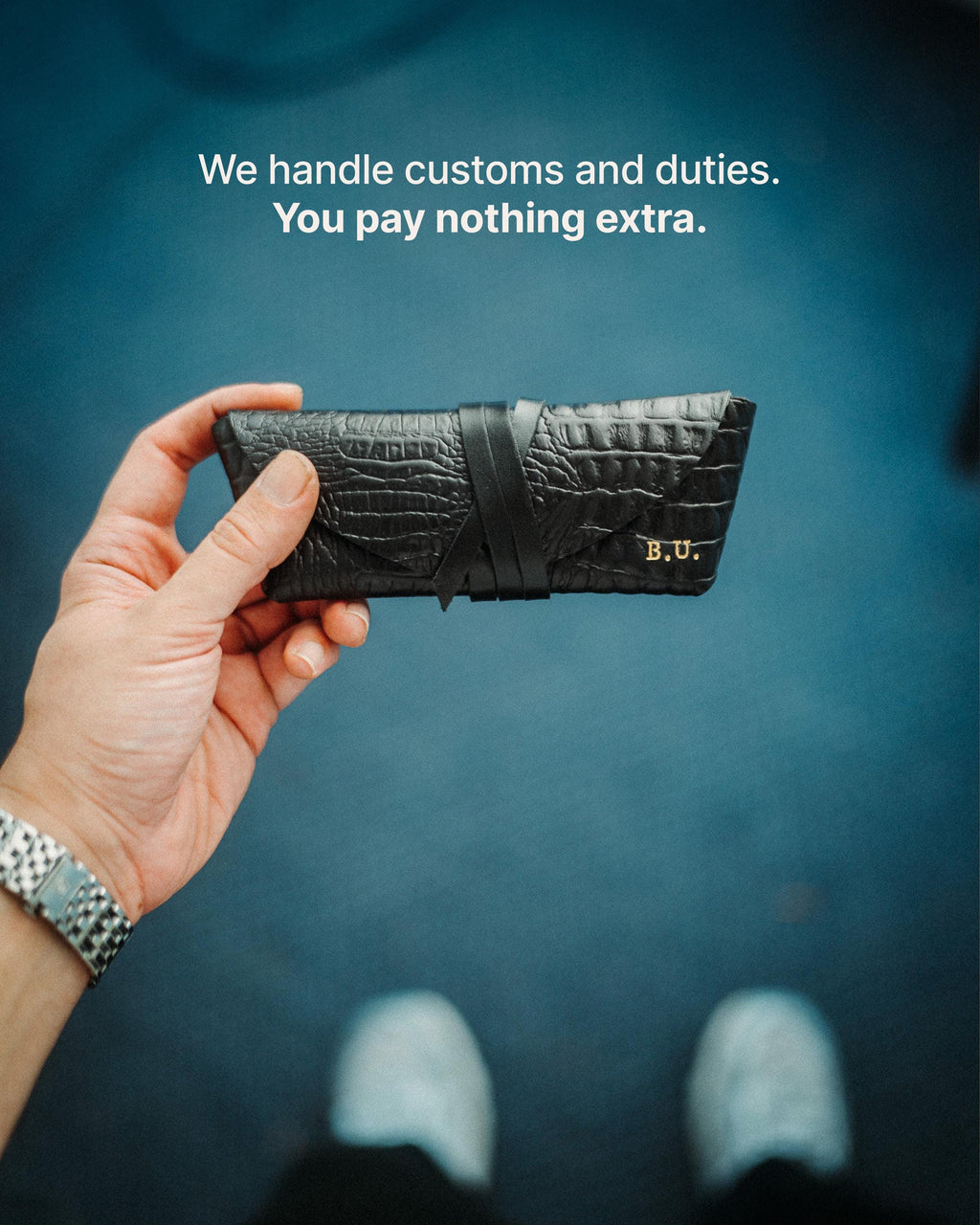 Leather Sunglasses Case, Handmade Full Grain Crocodile Glasses Holder, Personalized Gold Foil Gift