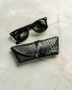 Leather Sunglasses Case, Handmade Full Grain Crocodile Glasses Holder, Personalized Gold Foil Gift