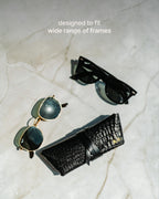 Leather Sunglasses Case, Handmade Full Grain Crocodile Glasses Holder, Personalized Gold Foil Gift