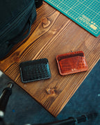 Crocodile Leather Card Holder, Handmade Full Grain Slim Wallet, Personalized Gold Foil Gift