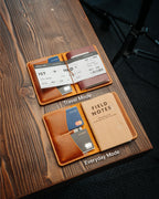 The Adventurer | Gloss in travel mode with passport and boarding pass, and everyday mode with Field Notes