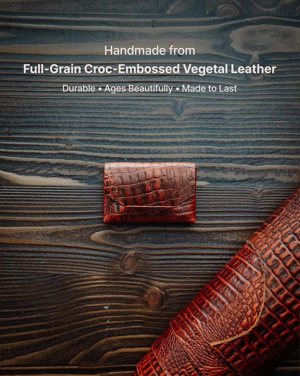 Glossy Slim Leather Card Holder – Minimalist Handmade Wallet, Compact Gift