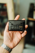 Glossy Slim Leather Card Holder – Minimalist Handmade Wallet, Compact Gift