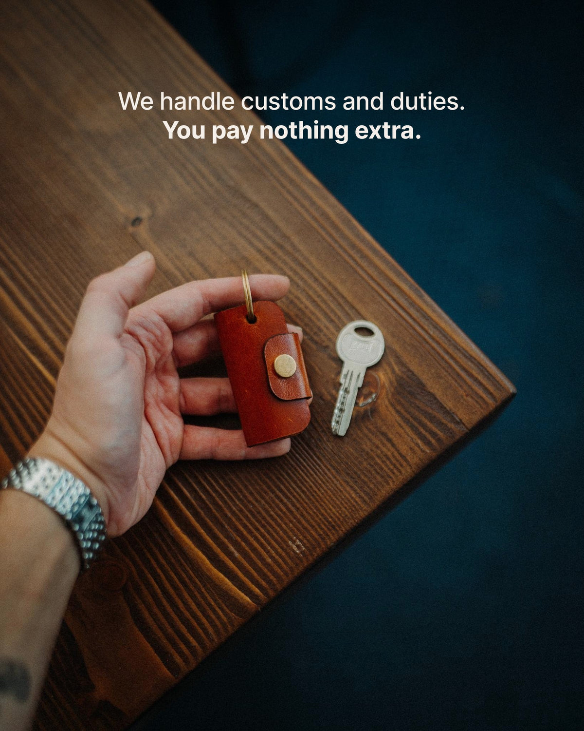 Leather Key Organizer - We handle customs and duties. You pay nothing extra.