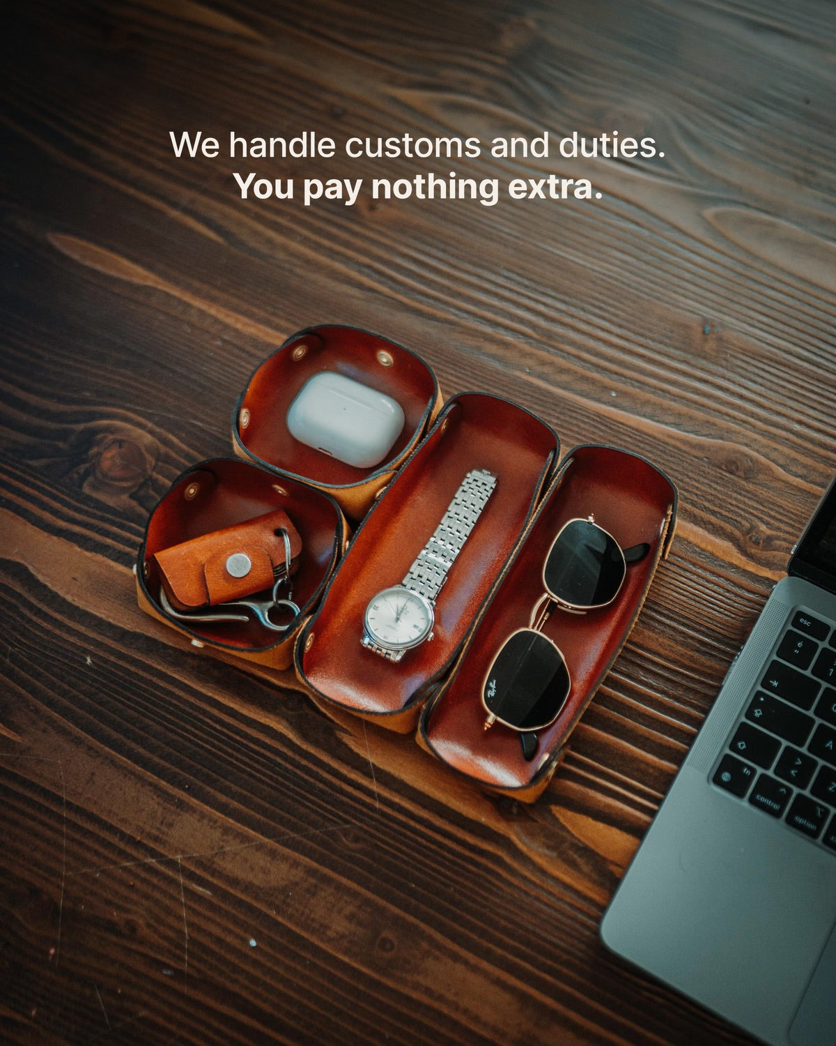 Modular Leather Valet Tray Set - We handle customs and duties. You pay nothing extra.