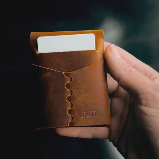Glossy EDC Leather Wallet – Handmade Minimalist Cash & Card Holder