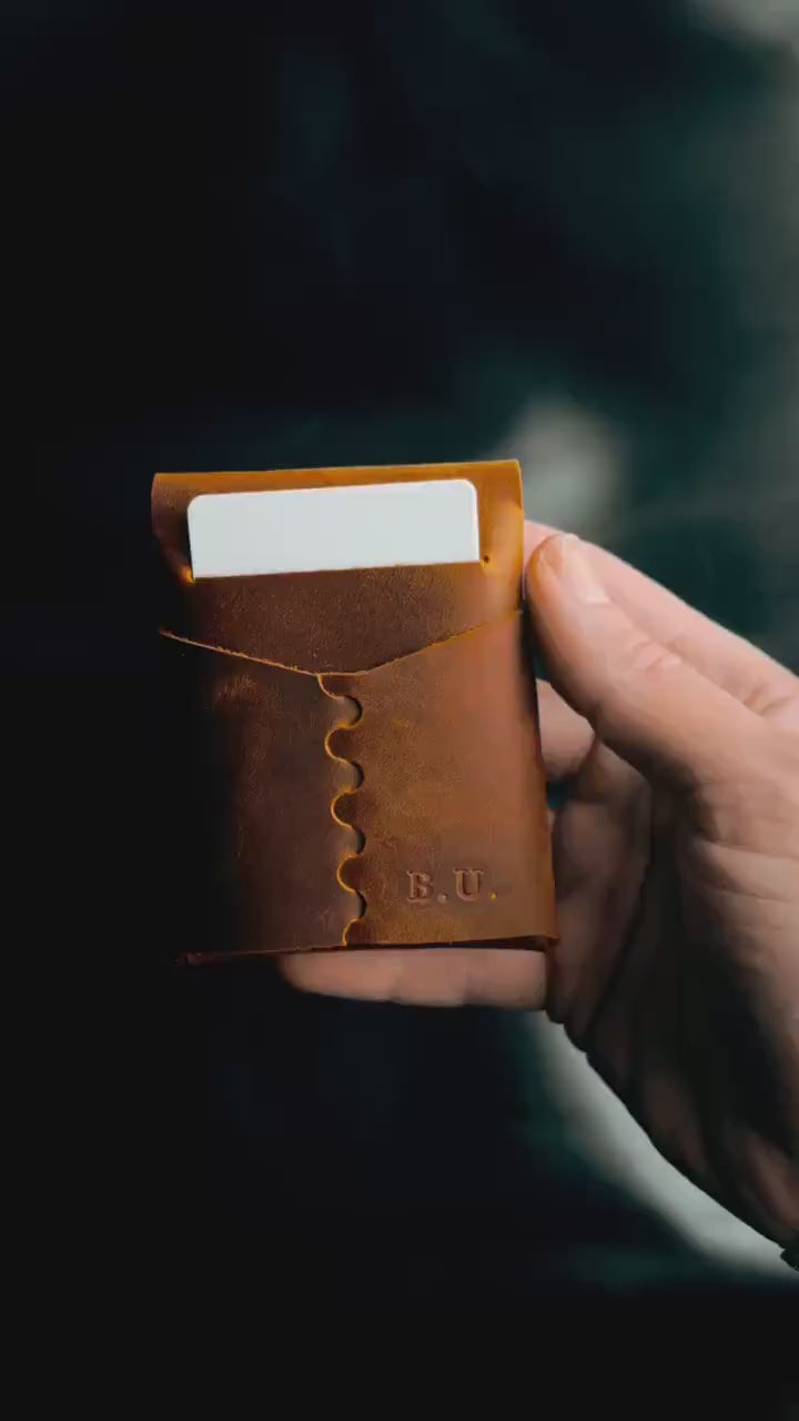 Glossy EDC Leather Wallet – Handmade Minimalist Cash & Card Holder