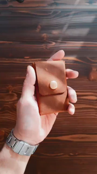 World’s Most Minimalist Wallet – Snap Pueblo Edition, Handmade Leather Card Holder