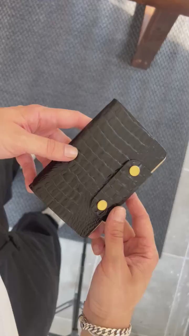 Field Notes Cover, Full Grain Crocodile Leather Notebook Sleeve