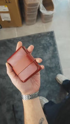 Handmade Glossy Full Grain Leather Wallet, Luxurious Minimalist Card Holder, Custom Color Stitchless Gift
