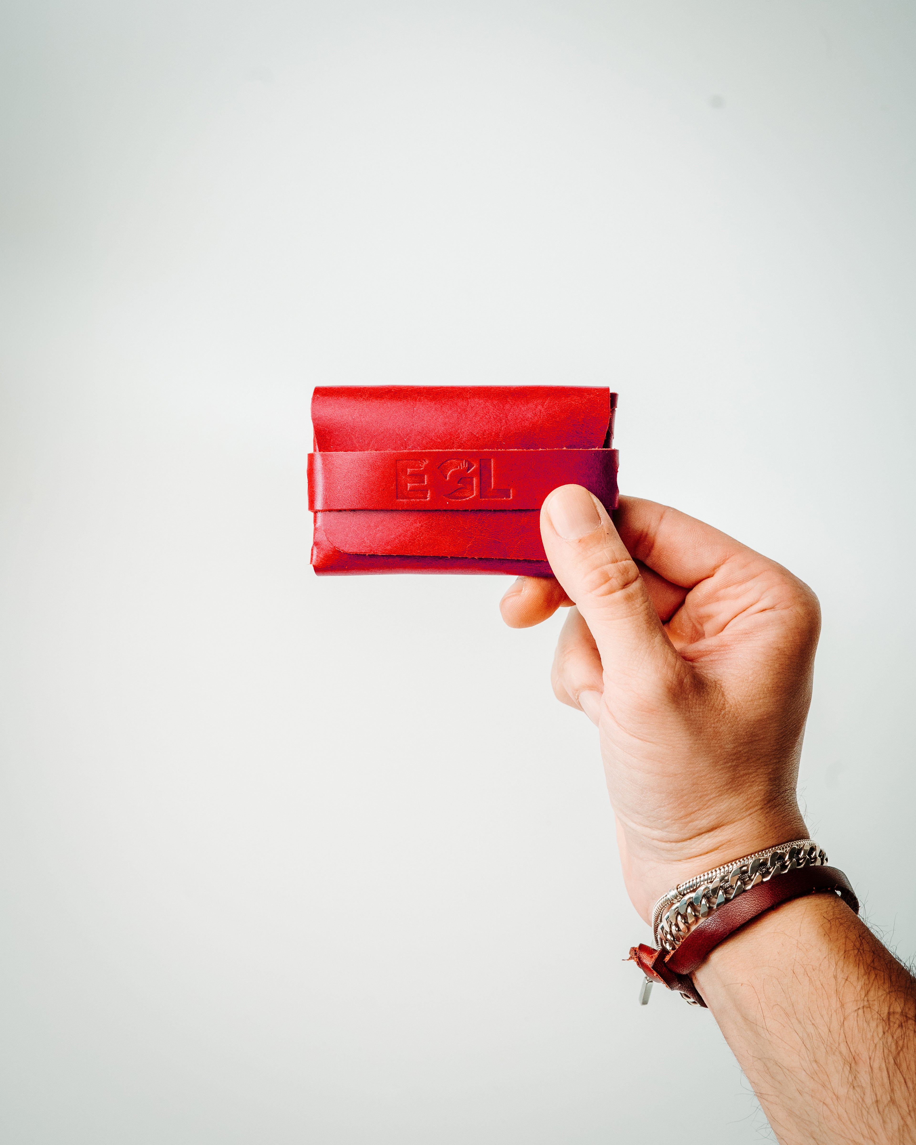 Glossy Double Color Leather Wallet – Handmade Minimalist Card Holder